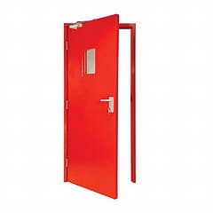 fire-rated steel door with smoke seals and durable powder-coated finish for fire protection in commercial and residential buildings"